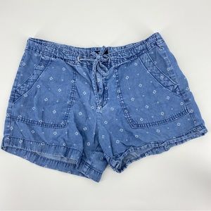 Gap Chambray Zip Front Shorts Cinch Tie Waist Size 6